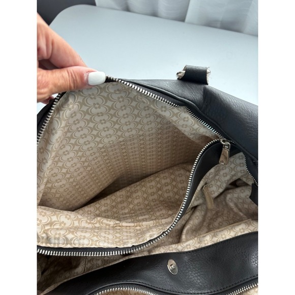 Charming Charlie Black Faux Leather Satchel Purse Tote Handbag Tassel - Picture 5 of 15